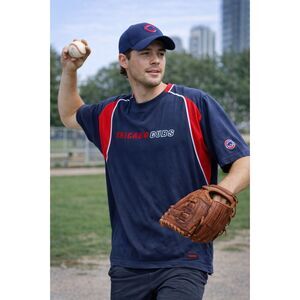 Chicago Cubs Blue T-Shirt Short Sleeves Baseball Sports Activewear